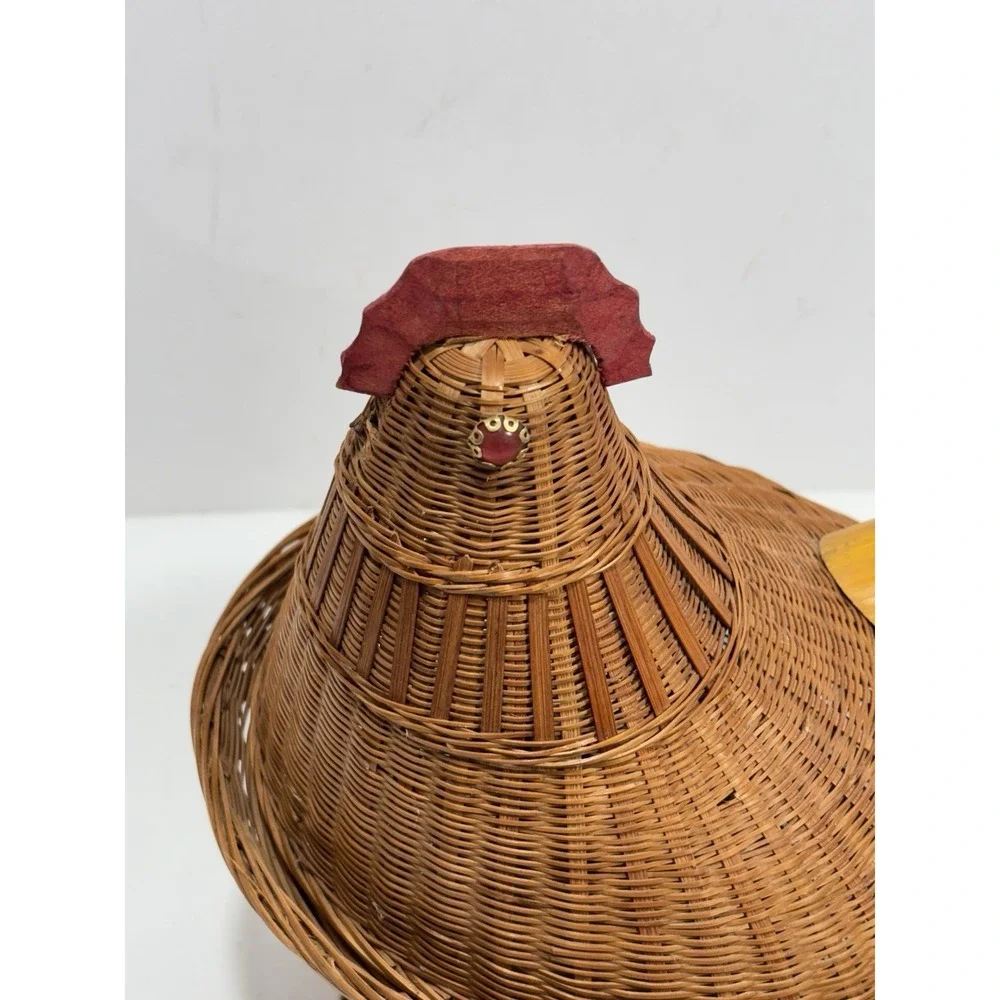 Vintage Wicker Chicken Basket Bamboo‎ Splints with Lid